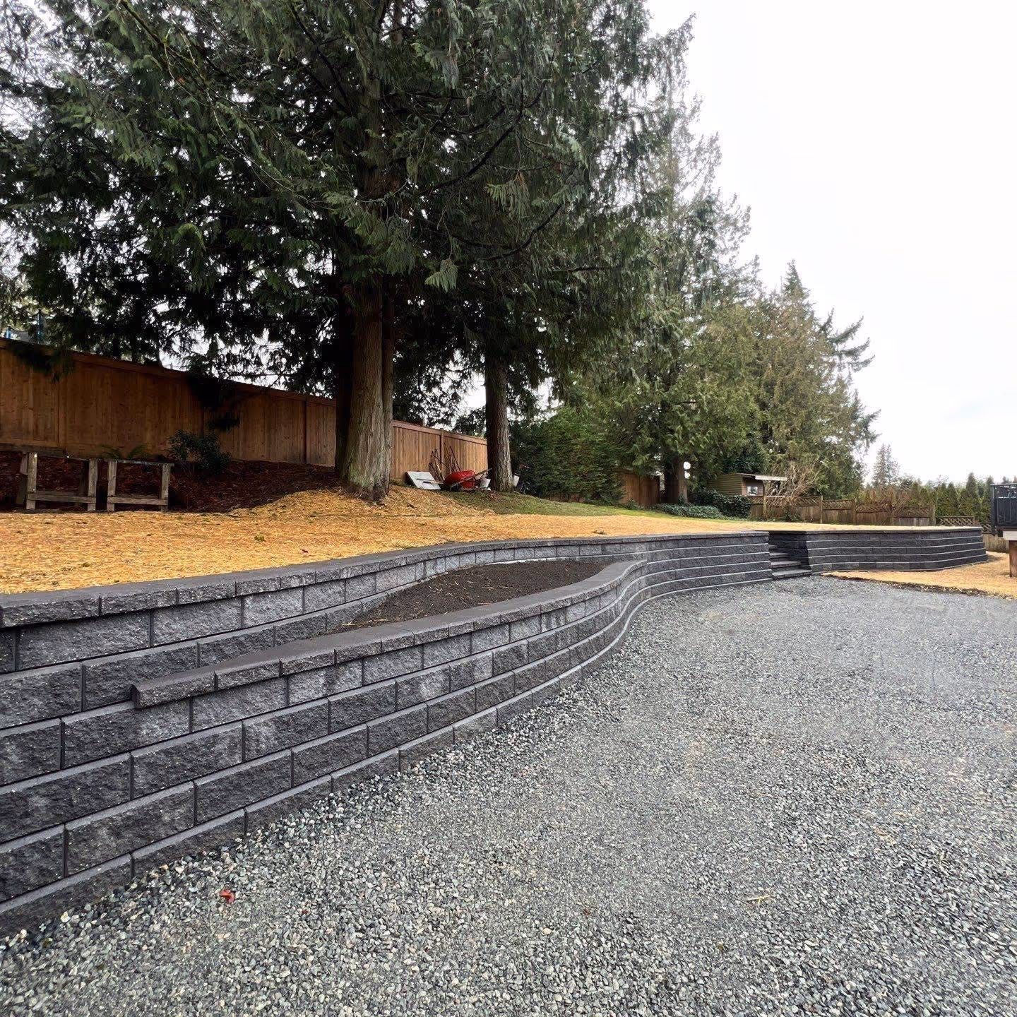 Block retaining wall in a Nanaimo yard