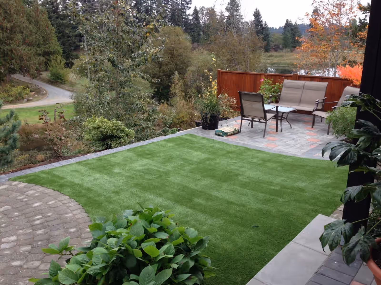 Paver patio installed on a Nanaimo backyard