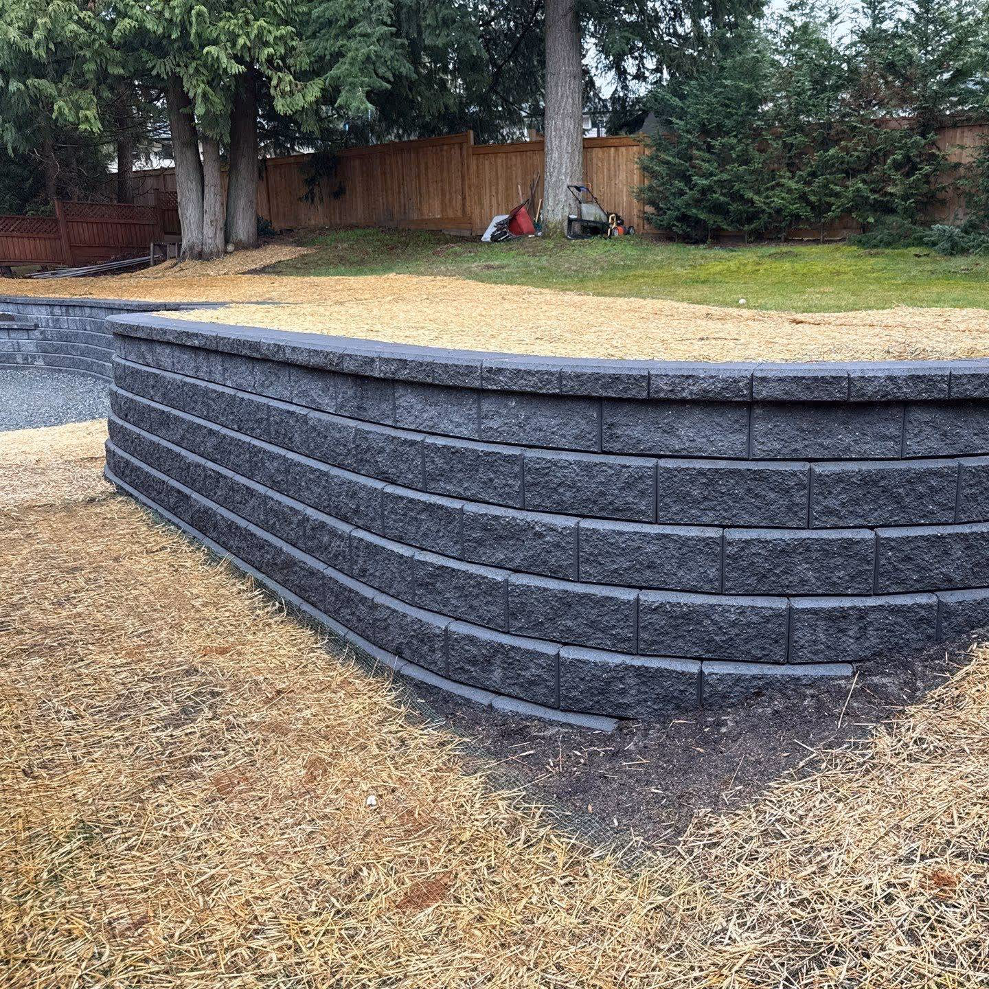 Hardscaping project with patios and walls in Nanaimo