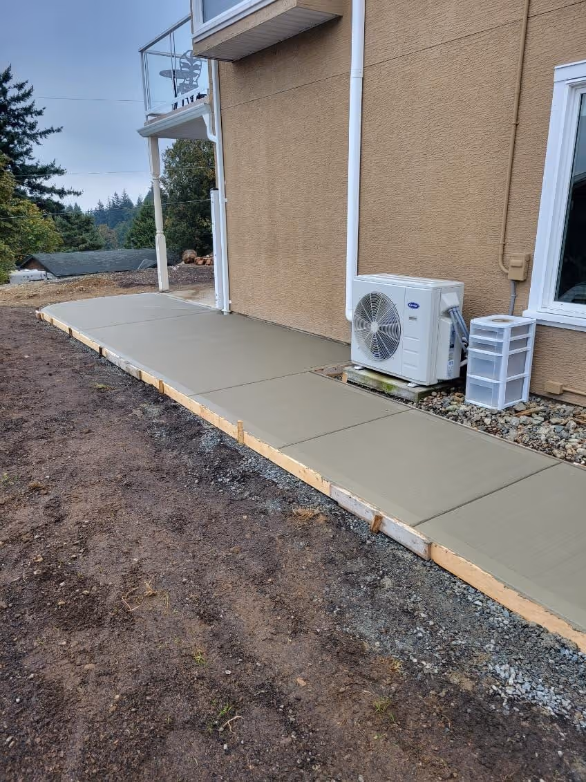 Fresh concrete pour for a new walkway